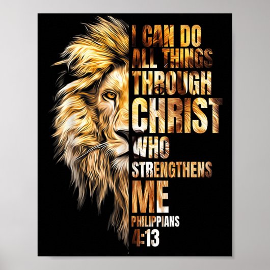 Christian I Can Do All Things Through Christ Lion ポスター (正面)