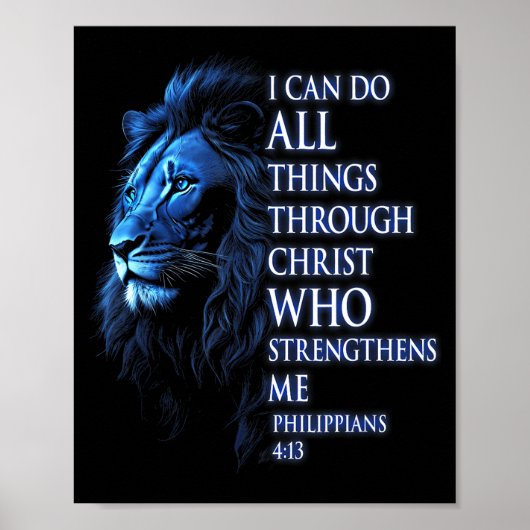 Christian I Can Do All Things Through Christ Lion ポスター (正面)