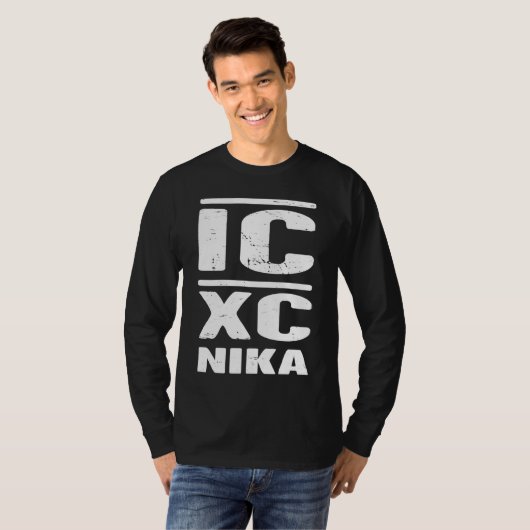 Christian IC XC NIKA  Distressed Eastern Orthodox Tシャツ (正面フル)