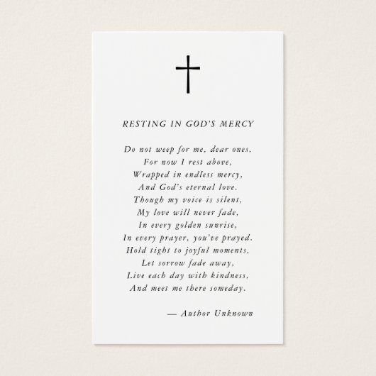 Christian In Loving Memory Memorial Prayer Card  (裏面)