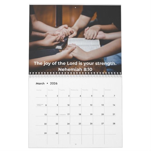 Christian Inspirational 2026 Calendar カレンダー (3月 2026)