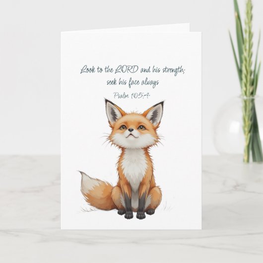 Christian Inspirational Quote Psalm 105:4 Fox Cute カード (正面)