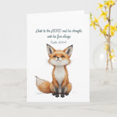 Christian Inspirational Quote Psalm 105:4 Fox Cute カード (黄色い花)