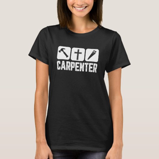 Christian Jesus Carpenter Carpentry Tools & Cross Tシャツ (正面)