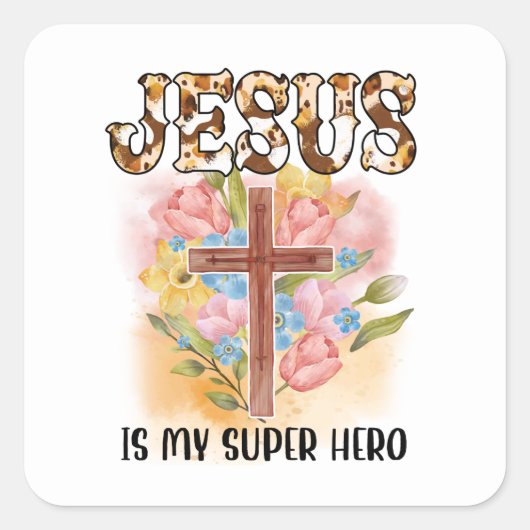 Christian Jesus God Customize Bible Verse スクエアシール (正面)