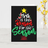 Christian Jesus Is The Reason Christmas Xmas Tree  カード (黄色い花)