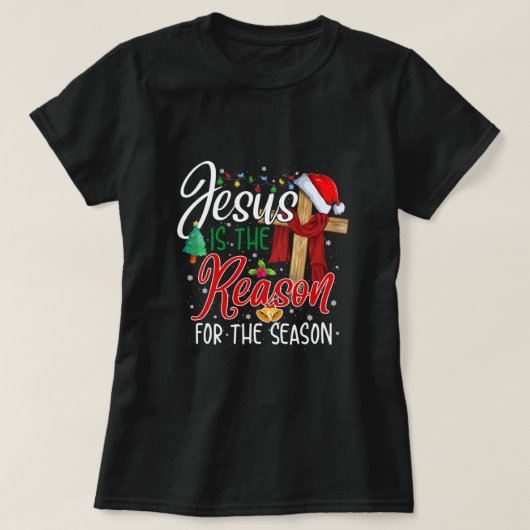 Christian Jesus The Reason Christmas Stocking Stuf Tシャツ (デザイン正面)