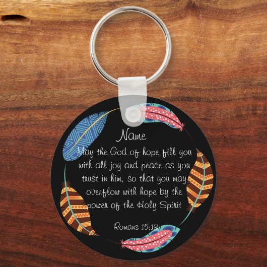 Christian Keychain – Bible Verse: Romans 15:13 キーホルダー (正面)