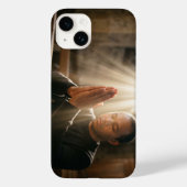 Christian Man Praying with Holy Light iPhone Case Case-Mate iPhoneケース (裏面)