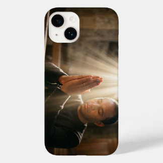 Christian Man Praying with Holy Light iPhone Case Case-Mate iPhone 14ケース