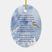 Christian Memorial Chickadee Bird Winter Snow Tree セラミックオーナメント (正面)
