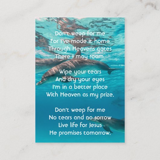 Christian Memorial Dolphins Underwater Ocean 名刺 (裏面)