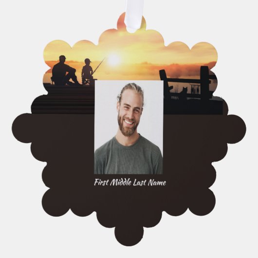 Christian Memorial Father Son Fishing Fisherman  オーナメントカード (正面)