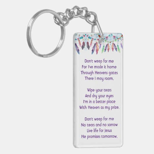 Christian Memorial Feathers Boho Tribal Native キーホルダー (正面左)