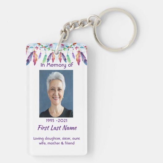 Christian Memorial Feathers Boho Tribal Native キーホルダー (裏面)