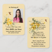 Christian Memorial Hummingbird Yellow Roses  名刺 (正面/裏面)