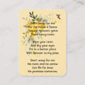 Christian Memorial Hummingbird Yellow Roses  名刺 (裏面)