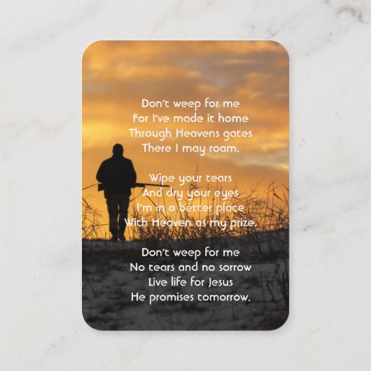 Christian Memorial  Hunter Hunting Stalking Game  名刺 (裏面)