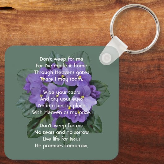 Christian Memorial Keepsake African Violet キーホルダー (裏面)