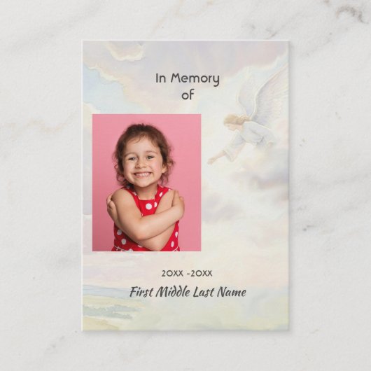 Christian Memorial Keepsake Angel Reaching 名刺 (正面)