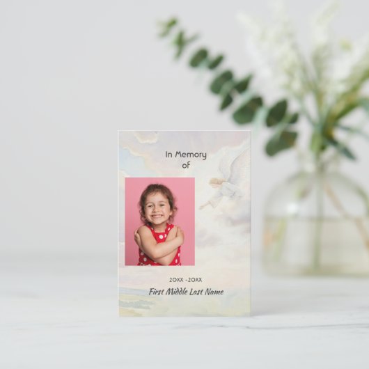 Christian Memorial Keepsake Angel Reaching  名刺 (スタンド正面)