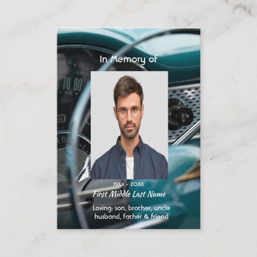 Christian Memorial Keepsake Antique Cars Auto  名刺 (正面)