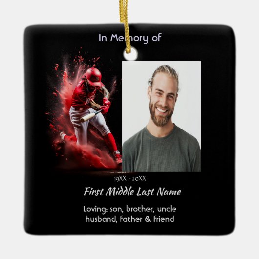 Christian Memorial Keepsake Baseball Softball セラミックオーナメント (正面)