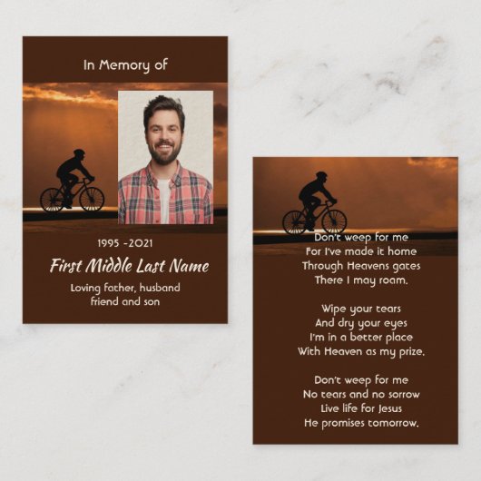 Christian Memorial Keepsake Biking Cycling Bike  名刺 (正面/裏面)