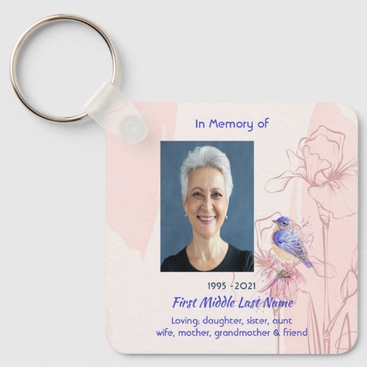 Christian Memorial Keepsake Bluebird Garden キーホルダー (正面)