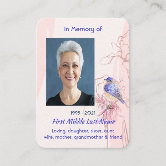 Christian Memorial Keepsake Bluebird Garden 名刺 (正面)