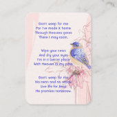 Christian Memorial Keepsake  Bluebird Garden  名刺 (裏面)