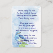 Christian Memorial Keepsake Bluebird Garden Bird  名刺 (正面)