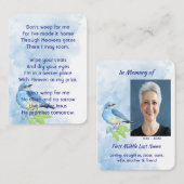 Christian Memorial Keepsake Bluebird Garden Bird 名刺 (正面/裏面)