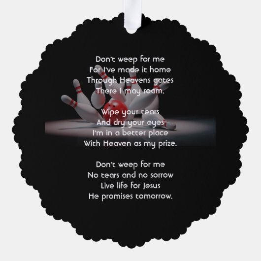 Christian Memorial Keepsake Bowling Bowler オーナメントカード (裏面)