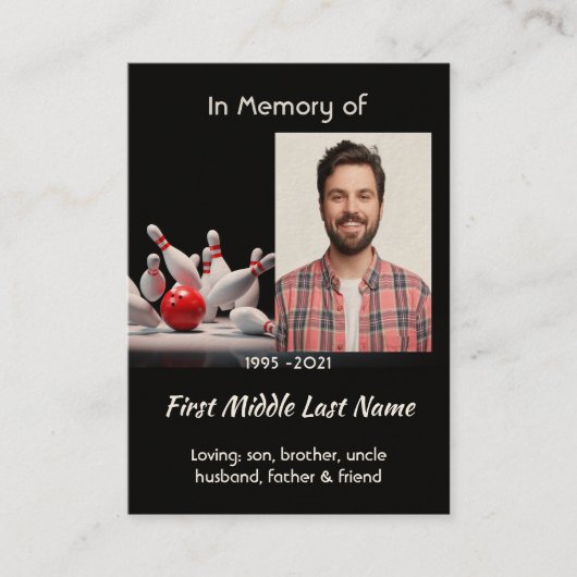 Christian Memorial Keepsake Bowling Bowler 名刺 (正面)