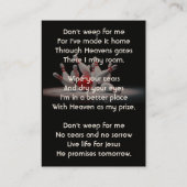 Christian Memorial Keepsake Bowling Bowler 名刺 (裏面)