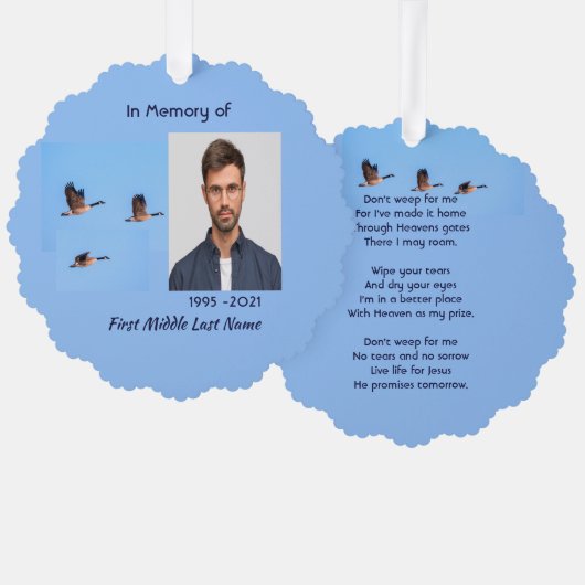 Christian Memorial Keepsake Canada Goose Outdoors オーナメントカード (正面/裏面)