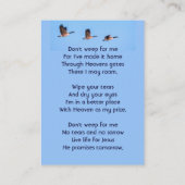 Christian Memorial Keepsake Canada Goose Outdoors 名刺 (裏面)