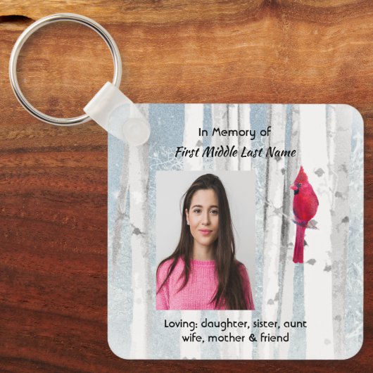 Christian Memorial Keepsake Cardinal Bird キーホルダー (正面)