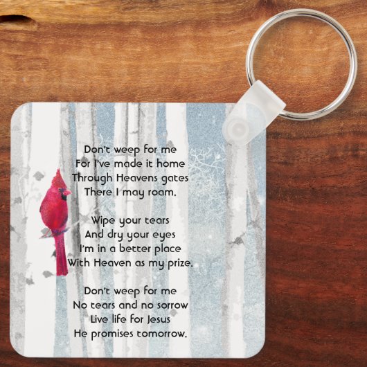 Christian Memorial Keepsake Cardinal Bird キーホルダー (裏面)