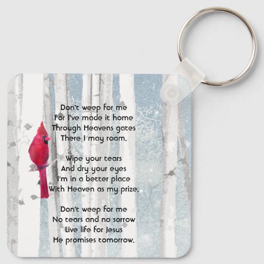 Christian Memorial Keepsake Cardinal Bird キーホルダー (裏面)