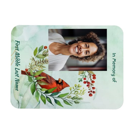 Christian Memorial Keepsake Cardinal Bird マグネット (横)