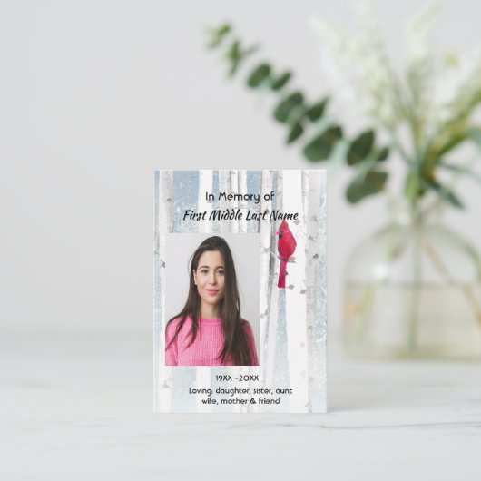 Christian Memorial Keepsake Cardinal Bird 名刺 (スタンド正面)