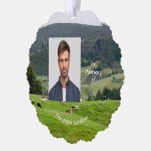 Christian Memorial Keepsake Cattle Farm Landscape  オーナメントカード (左)