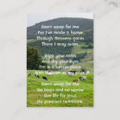 Christian Memorial Keepsake Cattle Farm Landscape 名刺 (裏面)