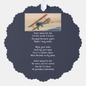 Christian Memorial Keepsake  Clouds Biplane Sky オーナメントカード (裏面)