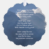 Christian Memorial Keepsake Clouds Sky Heavenly オーナメントカード (裏面)