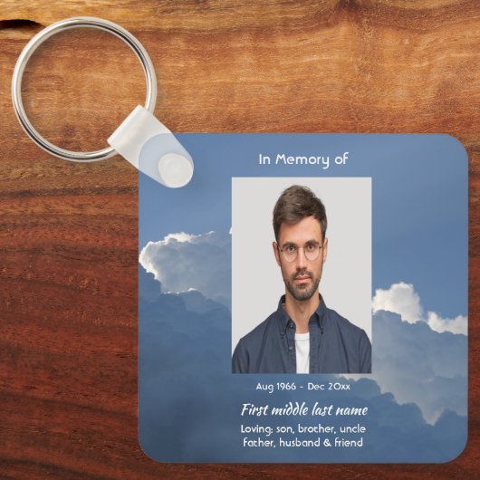 Christian Memorial Keepsake Clouds Sky Heavenly キーホルダー (正面)