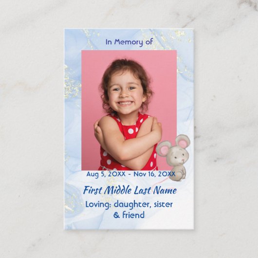 Christian Memorial Keepsake Cute Little Mouse  名刺 (正面)