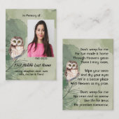 Christian Memorial Keepsake Cute Owl Bird 名刺 (正面/裏面)